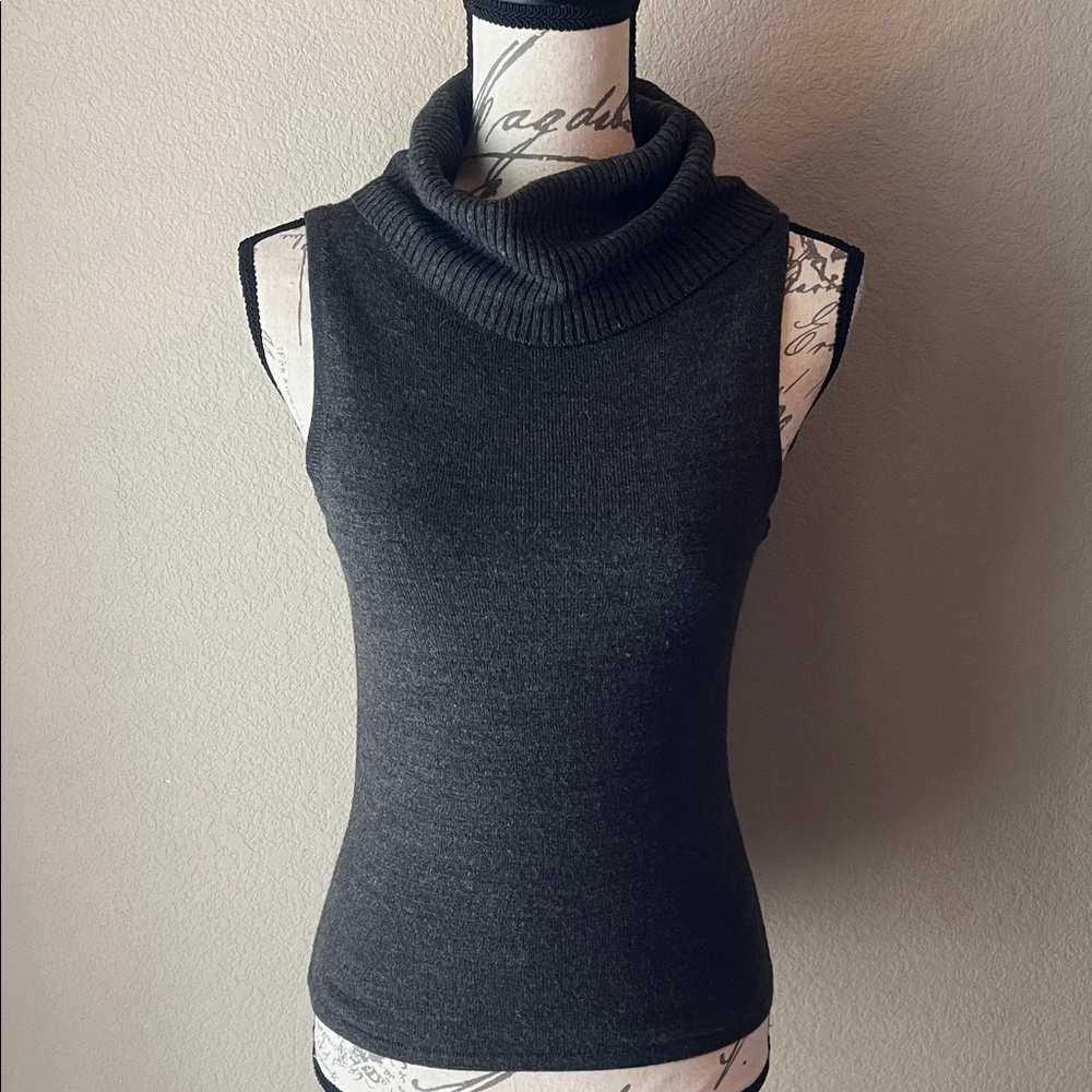 Charcoal Sleeveless Cowl Neck Sweater